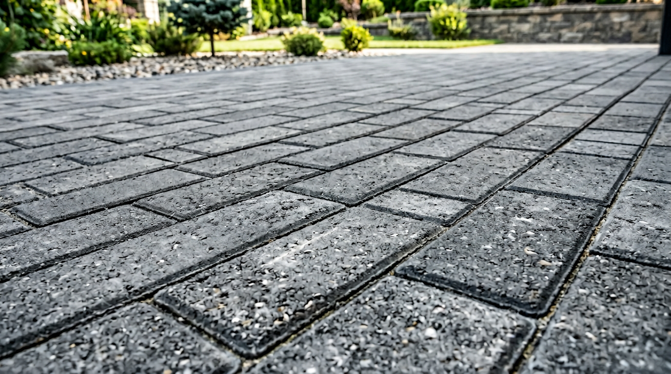 Rectangular interlocking pavers, nominal modular unit interlocking concrete paver, Quality solids product photo.